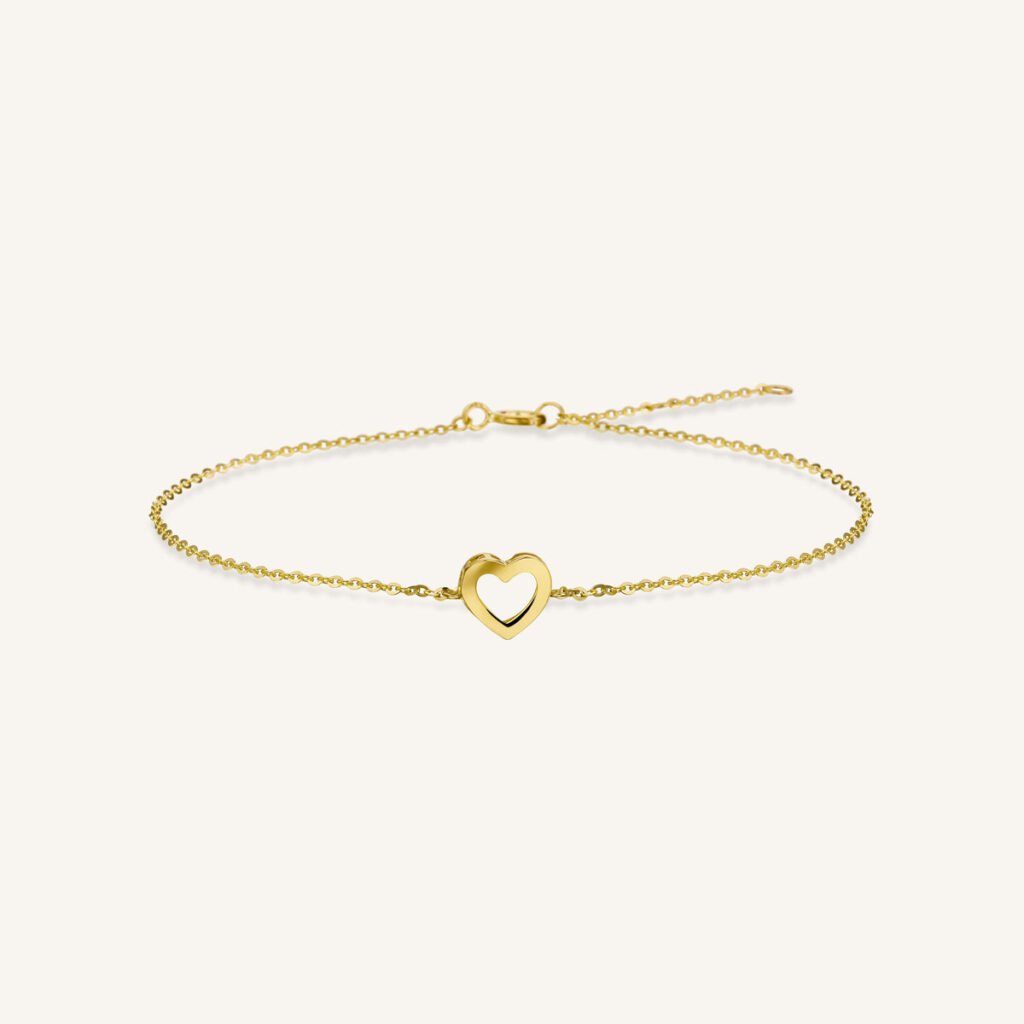 Rosefield Bold Heart armband – 14 karaat goud – productfoto 1