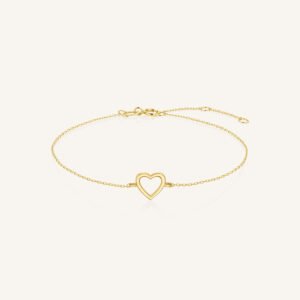 Rosefield Halo Heart armband – 14 karaat goud – productfoto 1