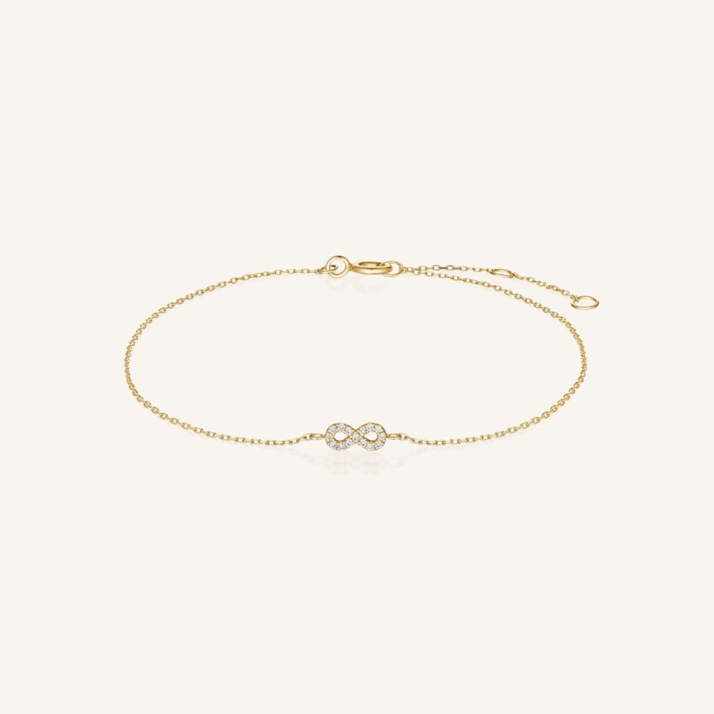 Rosefield Infinity armband – 14 karaat goud met labdiamanten – productfoto 1