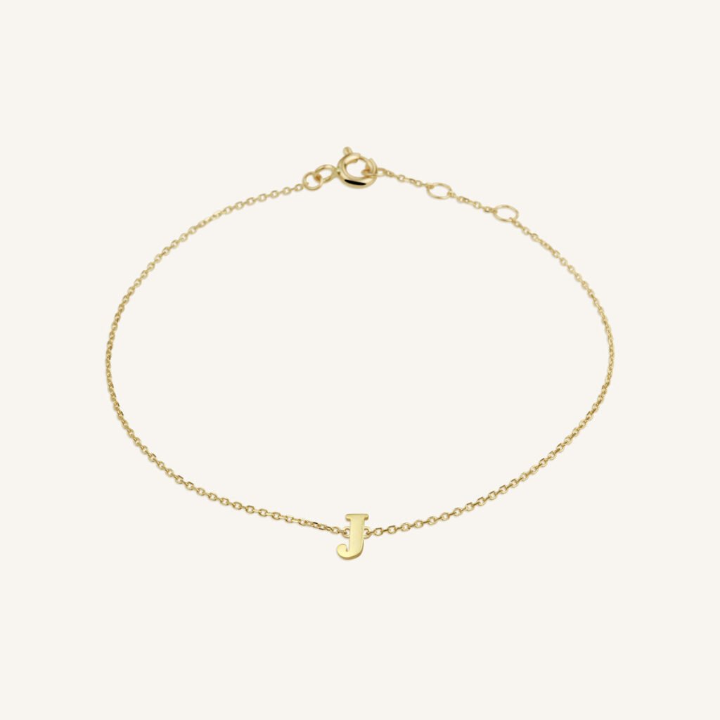 Rosefield Initial armband J – 14 karaat goud – productfoto 1