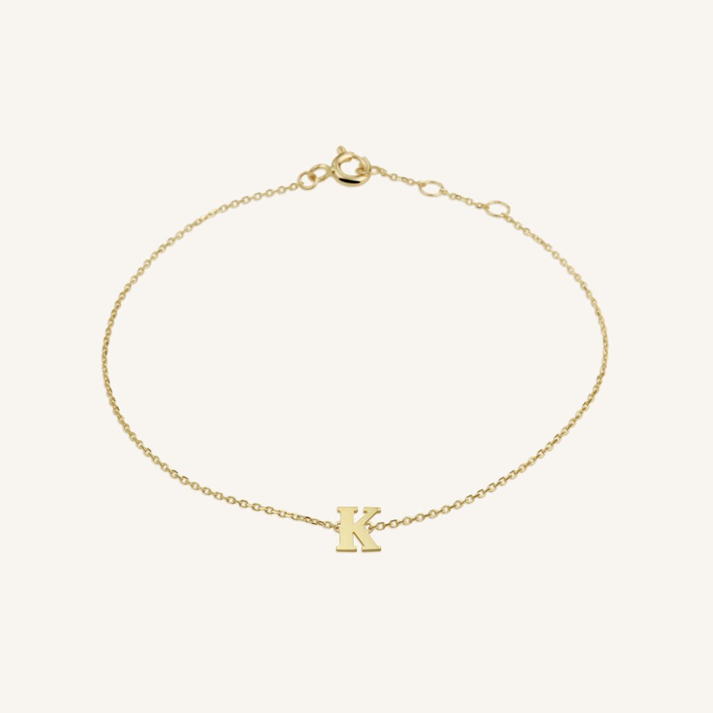 Rosefield Initial armband K – 14 karaat goud – productfoto 1