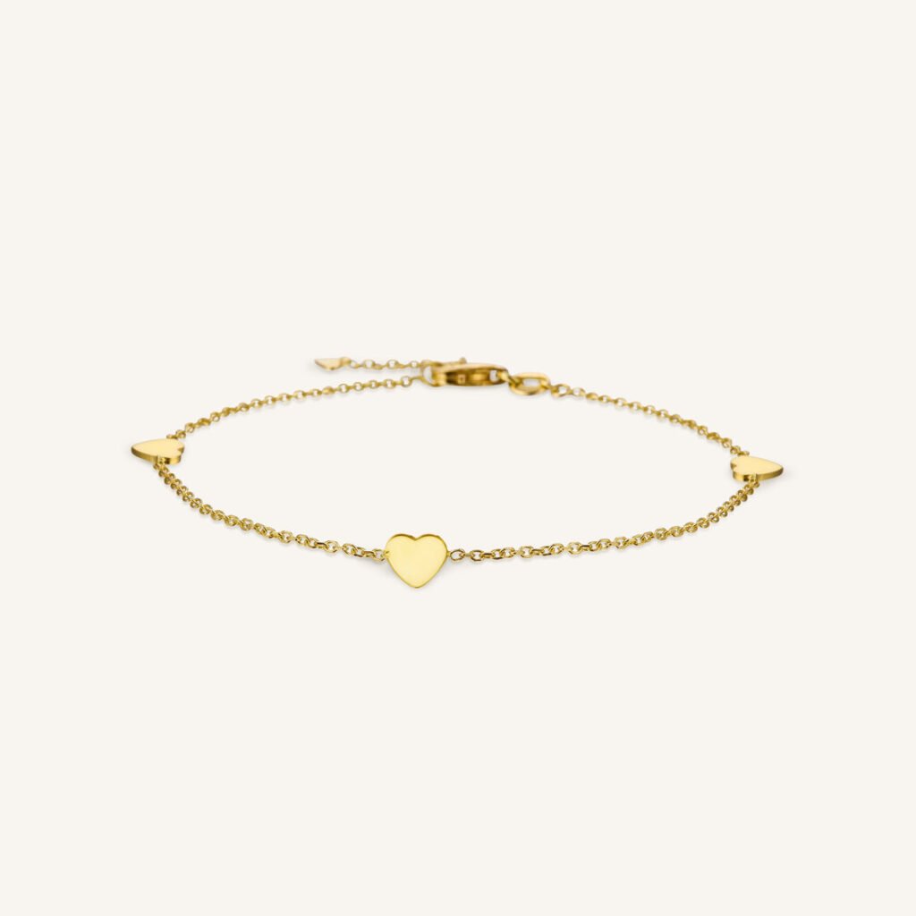 Rosefield Triple Heart armband – 14 karaat goud – productfoto 1