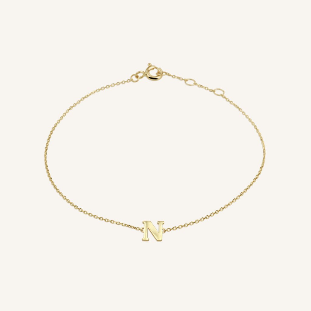 Rosefield Initial armband N – 14 karaat goud – productfoto 1