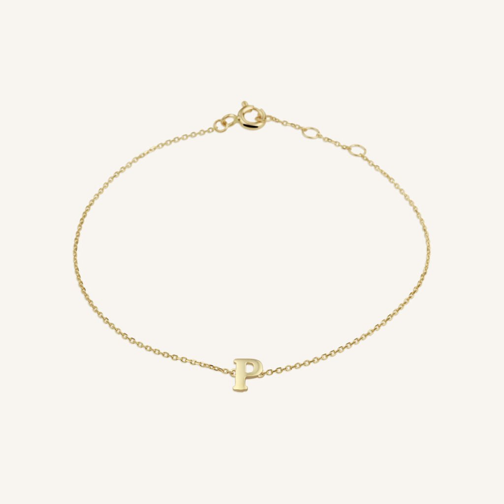 Rosefield Initial armband P – 14 karaat goud – productfoto 1