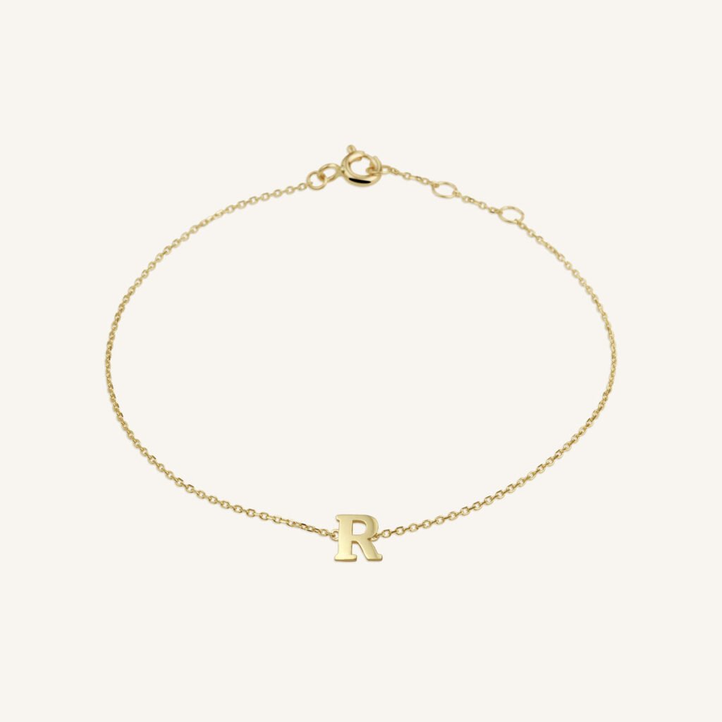 Rosefield Initial armband R – 14 karaat goud – productfoto 1