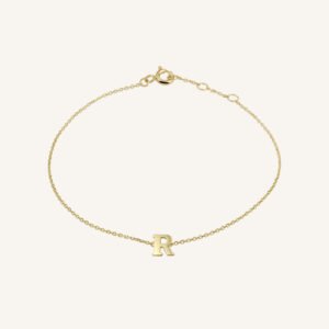 Rosefield Initial armband R – 14 karaat goud – productfoto 1