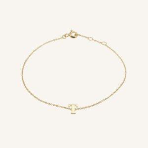 Rosefield Initial armband T – 14 karaat goud – productfoto 1