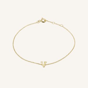 Rosefield Initial armband V – 14 karaat goud – productfoto 1