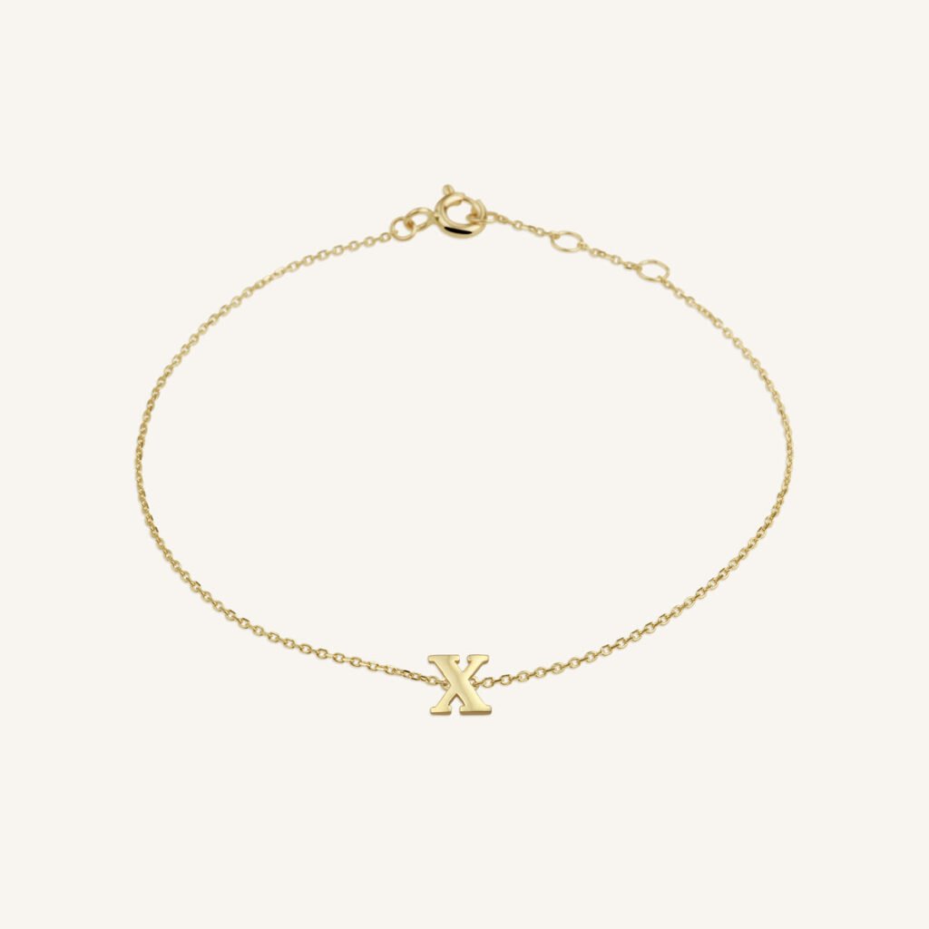 Rosefield Initial armband X – 14 karaat goud – productfoto 1