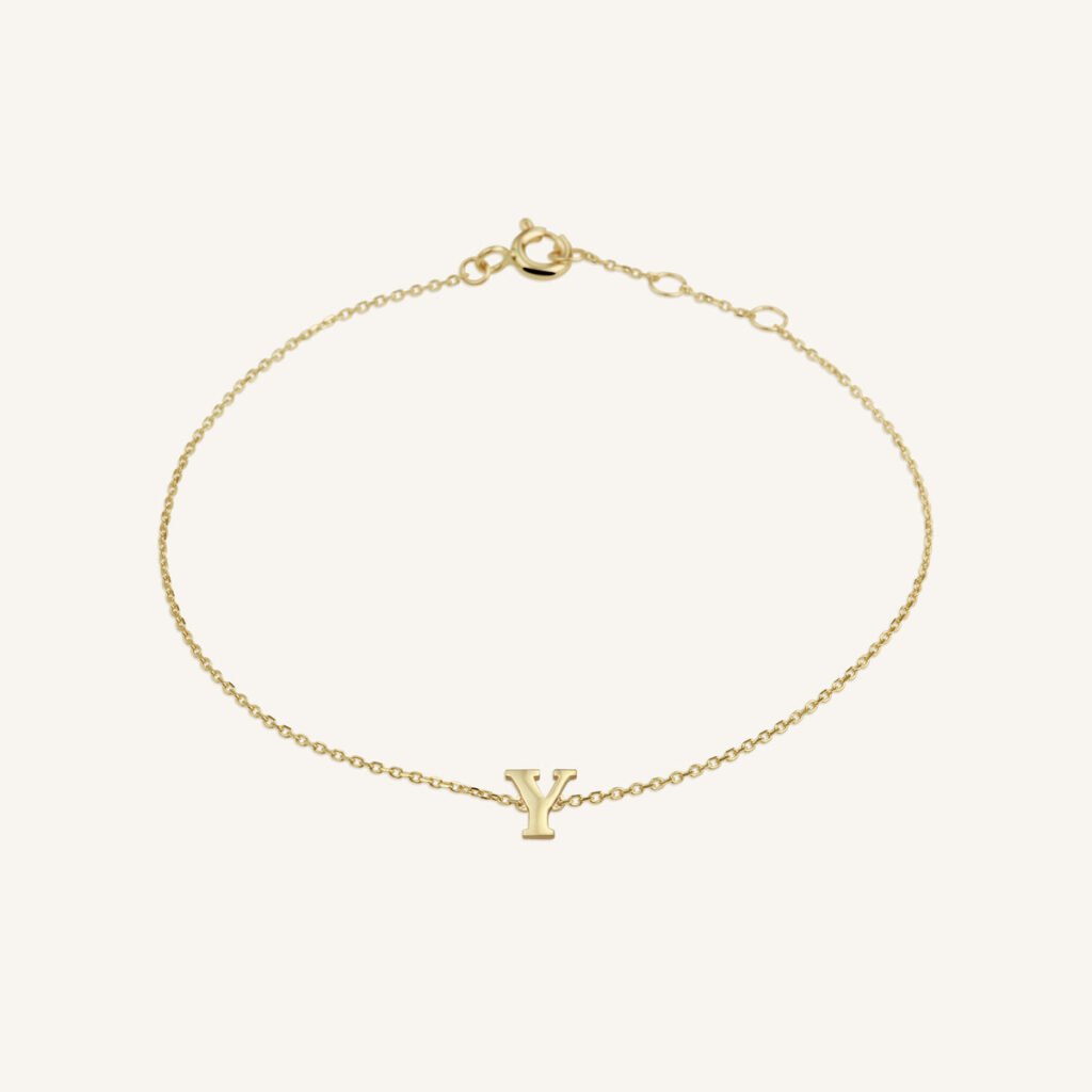 Rosefield Initial armband Y – 14 karaat goud – productfoto 1