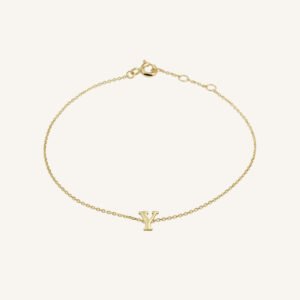 Rosefield Initial armband Y – 14 karaat goud – productfoto 1