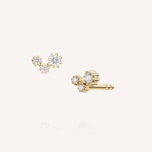 Rosefield Trilura oorknopjes – 14 karaat goud met labdiamanten – productfoto 1