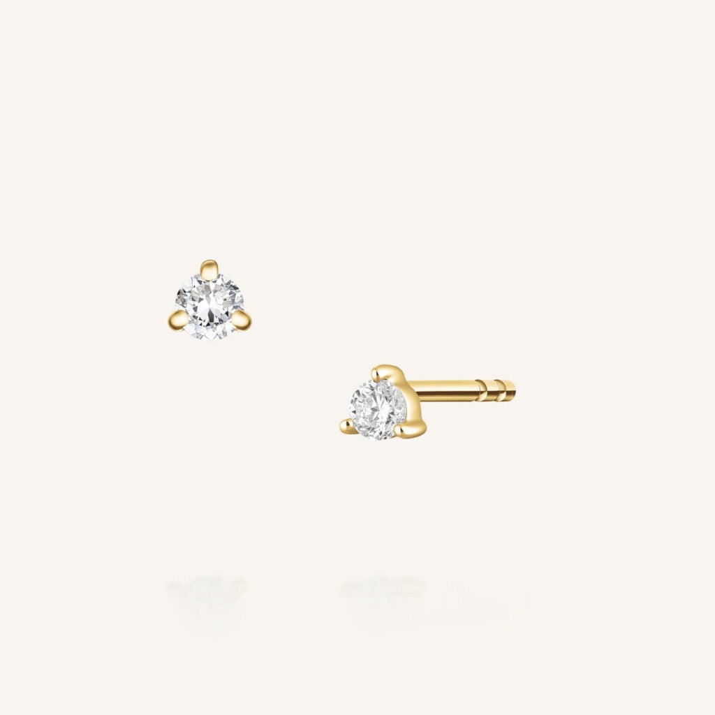 Rosefield Eterna Solitaire oorknopjes – 14 karaat goud met labdiamanten – productfoto 1