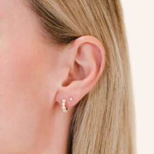 Rosefield Bubble oorringen – 14 karaat goud met labdiamanten – productfoto 2