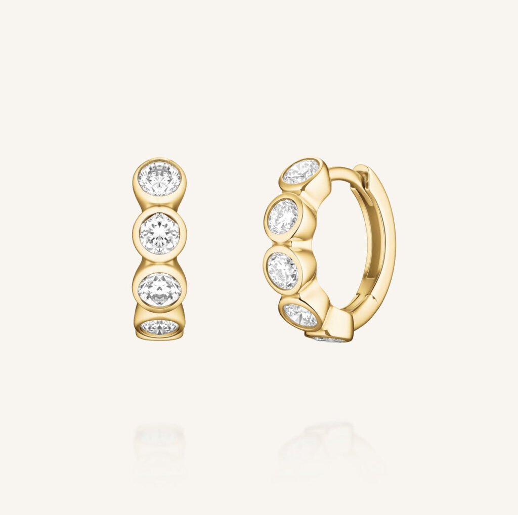 Rosefield Bubble oorringen – 14 karaat goud met labdiamanten – productfoto 1