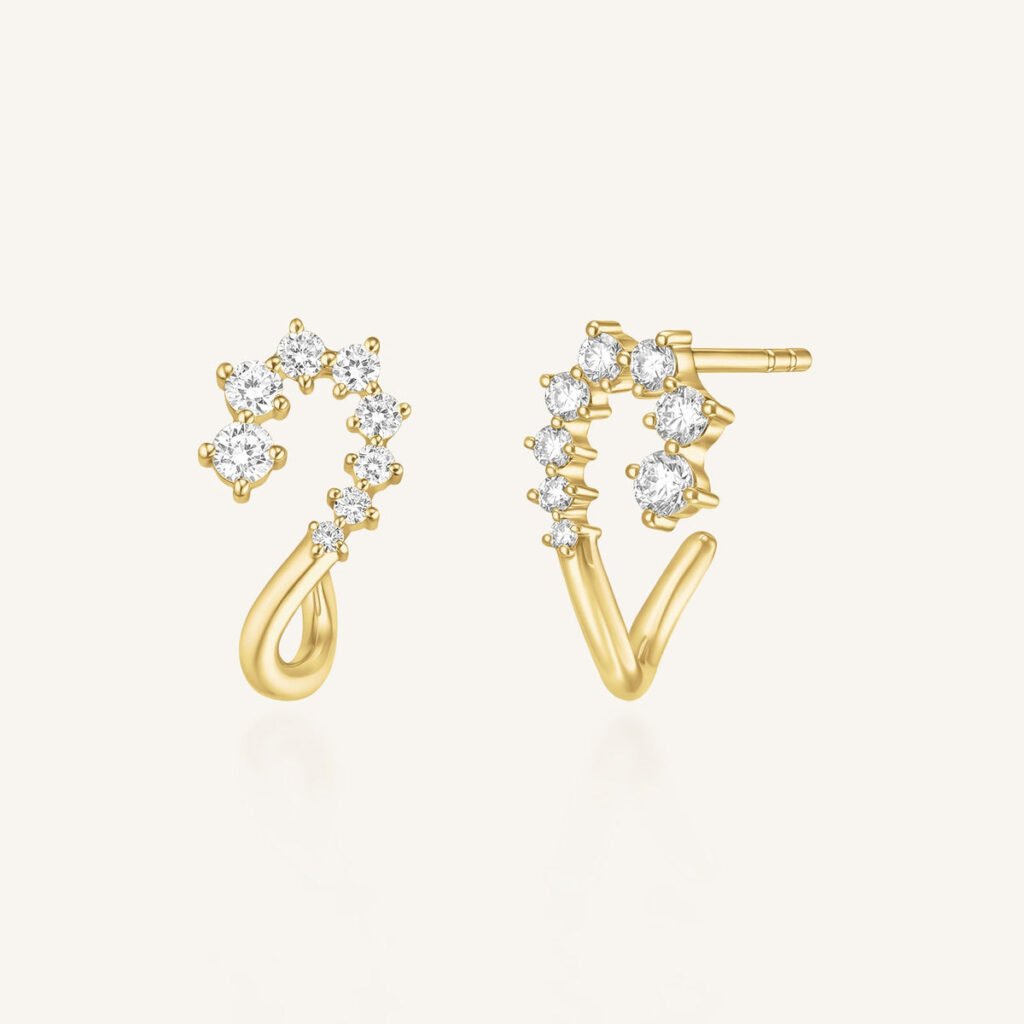 Rosefield Lyra oorbellen – 14 karaat goud met labdiamanten – productfoto 1