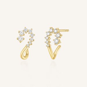 Rosefield Lyra oorbellen – 14 karaat goud met labdiamanten – productfoto 1