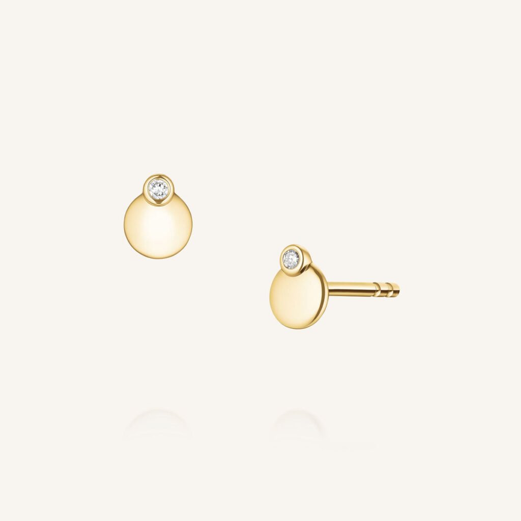Rosefield Dome oorknopjes – 14 karaat goud met labdiamanten – productfoto 1