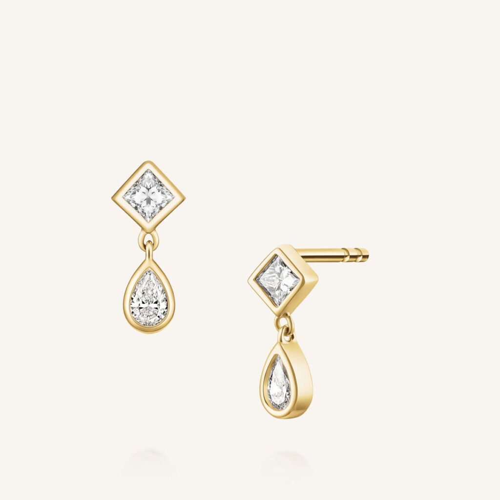 Rosefield Regalia Drop oorbellen – 14 karaat goud met labdiamanten – productfoto 1