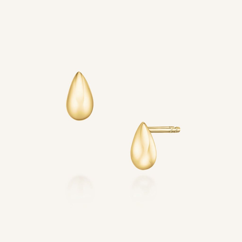Rosefield Teardrop oorknopjes – 14 karaat goud – productfoto 1