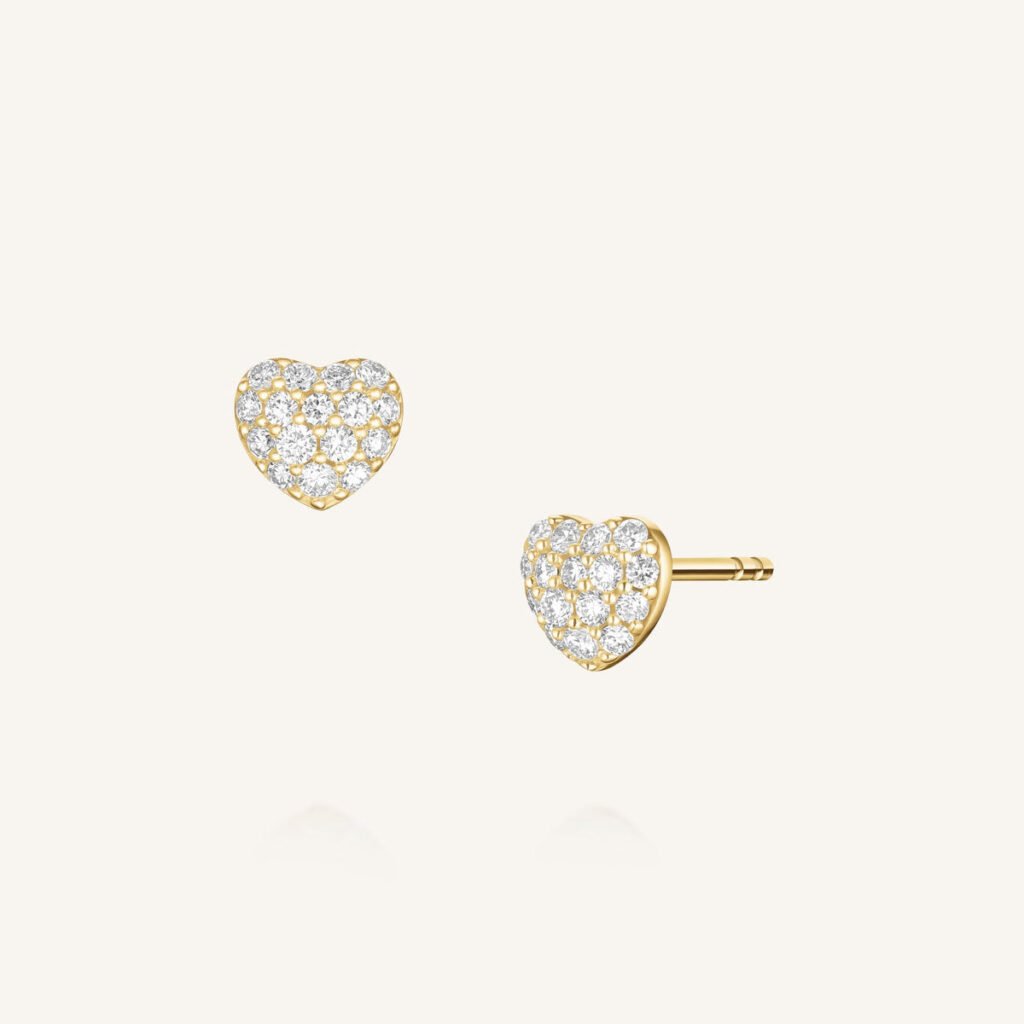 Rosefield Heart Pave oorknopjes – 14 karaat goud met labdiamanten – productfoto 1