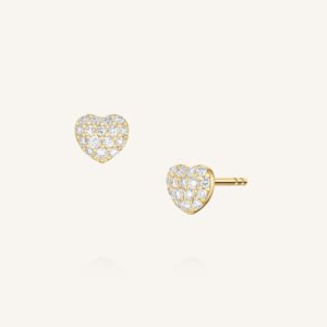 Rosefield Heart Pave oorknopjes – 14 karaat goud met labdiamanten – productfoto 1
