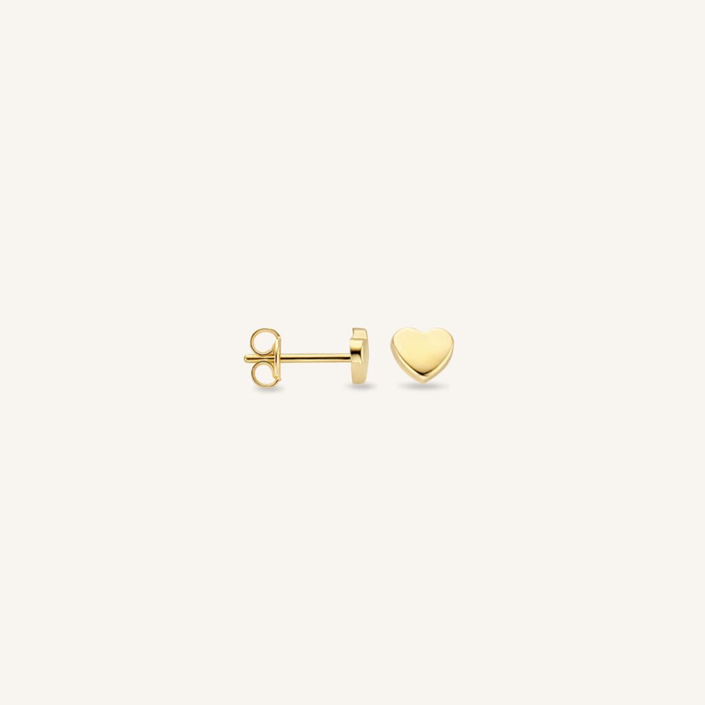 Rosefield Heart Oorknopjes – 14 karaat goud – productfoto 1