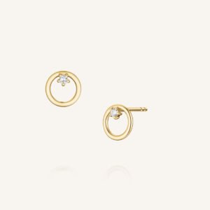 Rosefield Open Circle oorknopjes – 14 karaat goud met labdiamanten – productfoto 1
