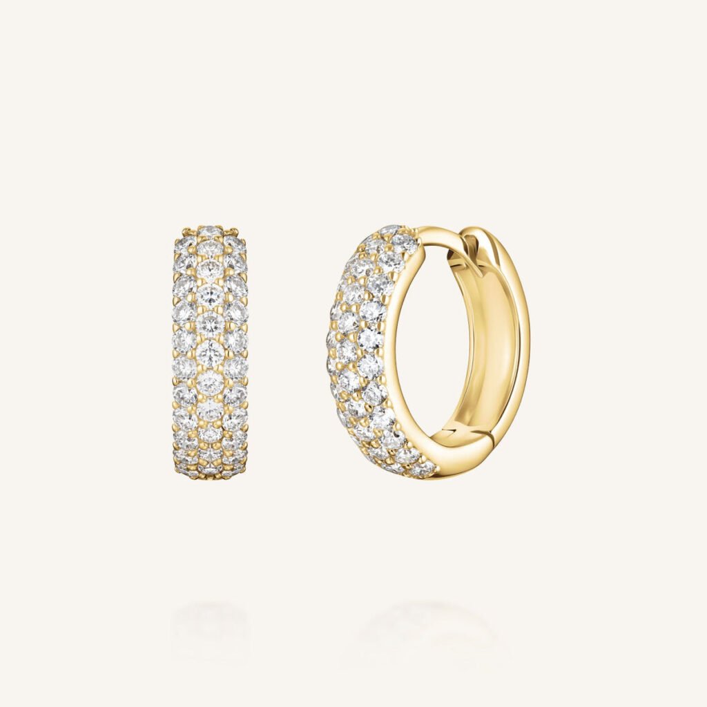 Rosefield Stellar Pave oorringen – 14 karaat goud met labdiamanten – productfoto 1