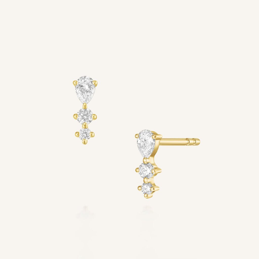 Rosefield Cascade oorknopjes – 14 karaat goud met labdiamanten – productfoto 1