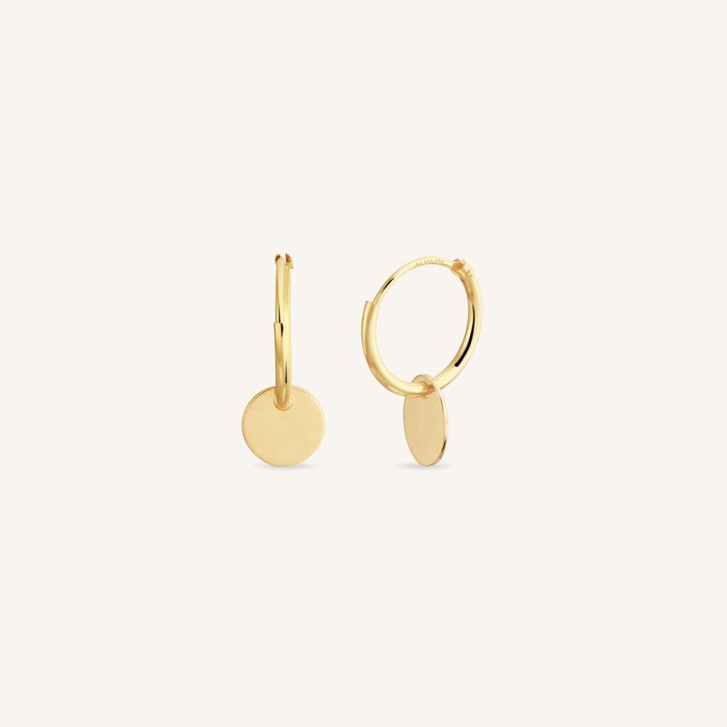 Rosefield Coin oorbellen – 14 karaat goud – productfoto 1