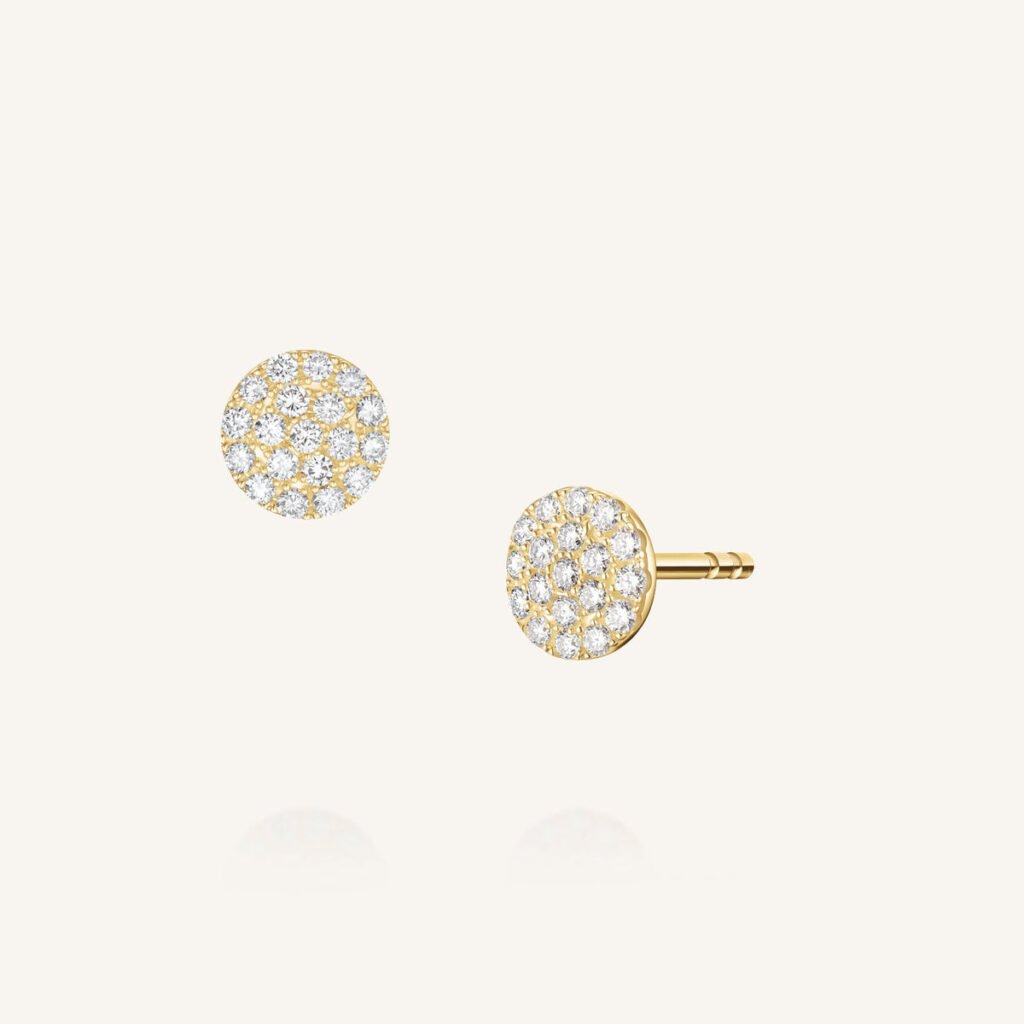 Rosefield Round Pave oorknopjes – 14 karaat goud met labdiamanten – productfoto 1