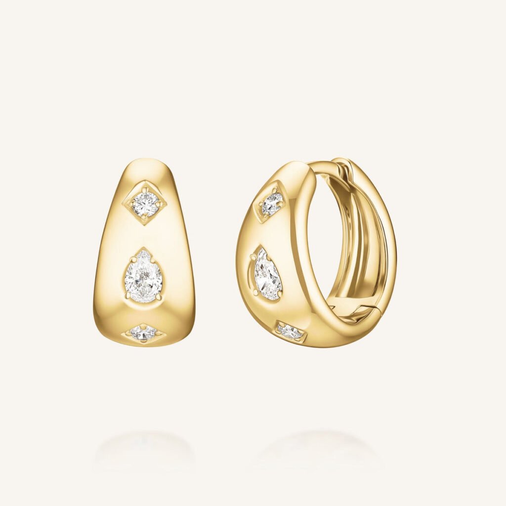 Rosefield Statement oorringen – 14 karaat goud met labdiamanten – productfoto 1