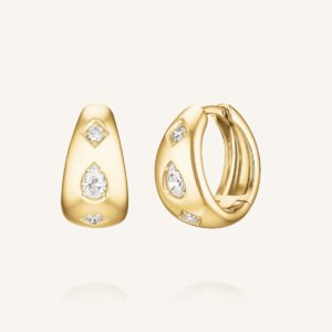 Rosefield Statement oorringen – 14 karaat goud met labdiamanten – productfoto 1