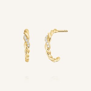 Rosefield Twisted oorringen – 14 karaat goud met labdiamanten – productfoto 1