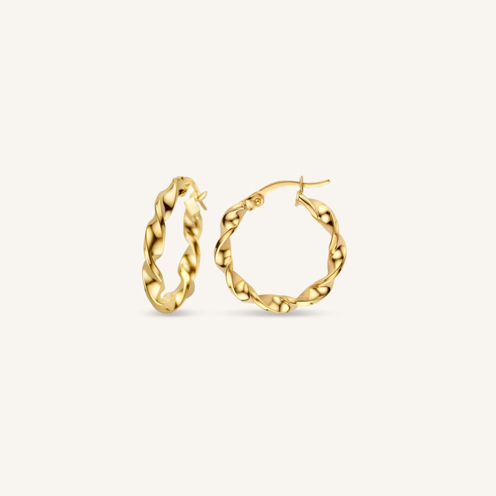 Rosefield Twisted oorringen – 14 karaat goud | FETEG-F139 – productfoto