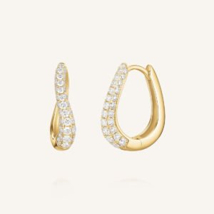 Rosefield Wave Pave oorringen – 14 karaat goud met labdiamanten – productfoto 1