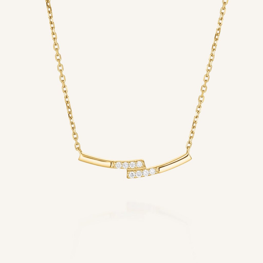 Rosefield 2 Way ketting – 14 karaat goud met labdiamanten – productfoto 1