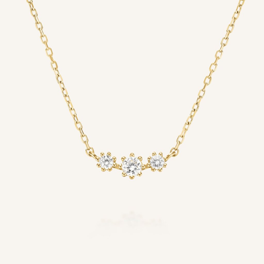 Rosefield Trinity ketting – 14 karaat goud met labdiamanten – productfoto 1