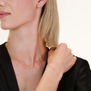 Rosefield Bubble Heart ketting – 14 karaat goud met labdiamanten – productfoto 2