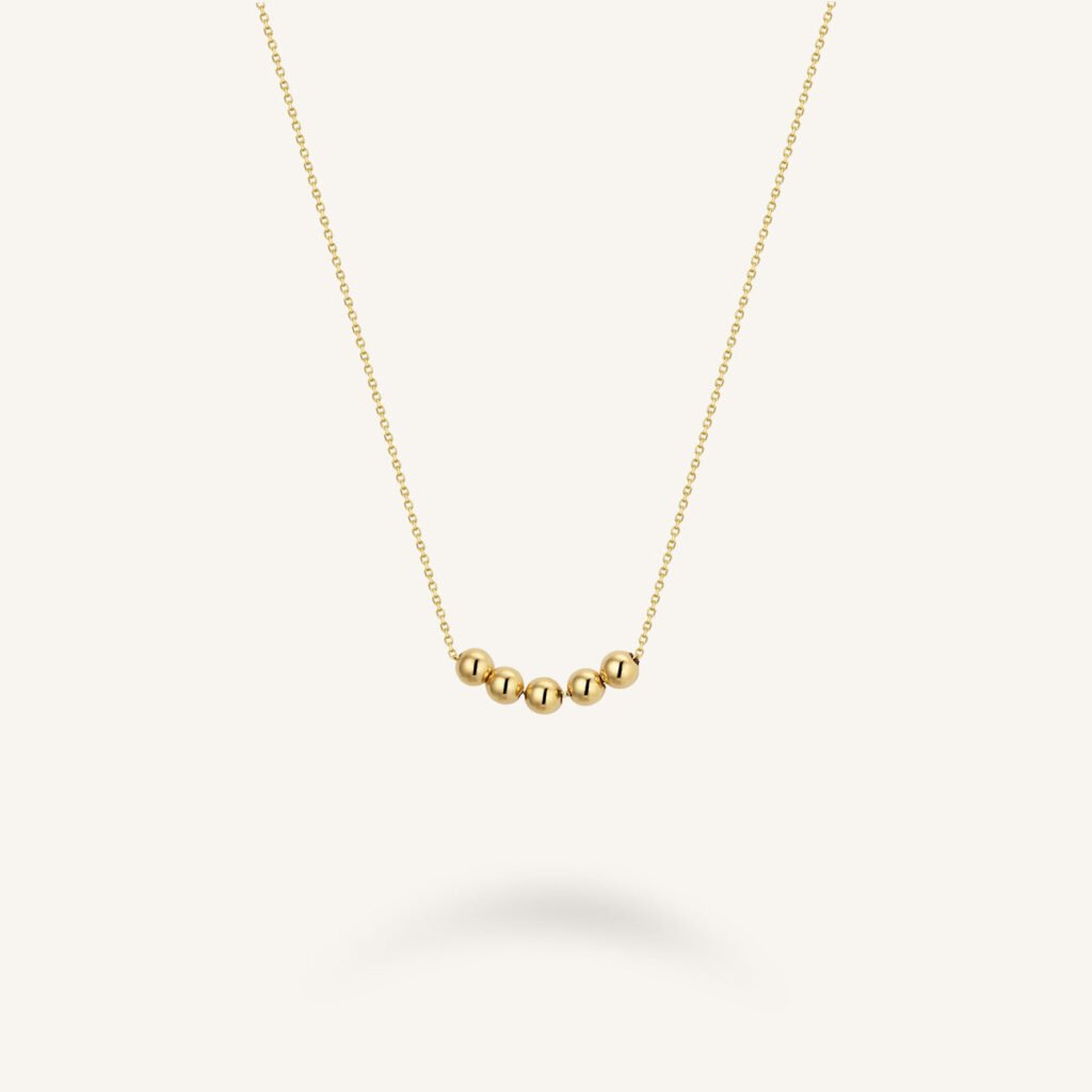 Rosefield 5 Spheres ketting – 14 karaat goud – productfoto 1
