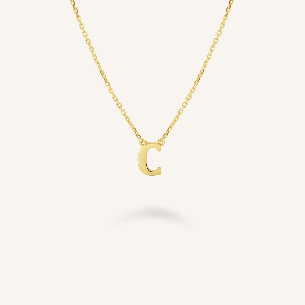 Rosefield Initial ketting C – 14 karaat goud – productfoto 1
