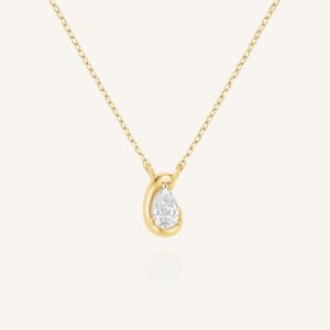 Rosefield Luna Pear ketting – 14 karaat goud met labdiamanten – productfoto 1