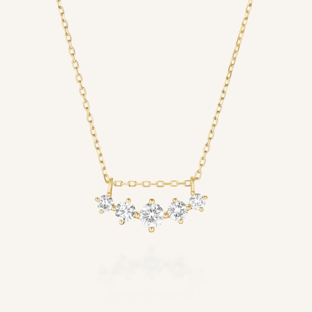 Rosefield Solara ketting – 14 karaat goud met labdiamanten – productfoto 1