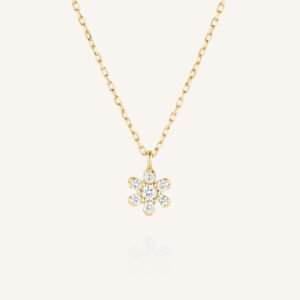 Rosefield Flower ketting – 14 karaat goud met labdiamanten – productfoto 1