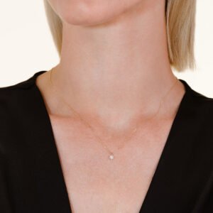 Rosefield Flower ketting – 14 karaat goud met labdiamanten – productfoto 2