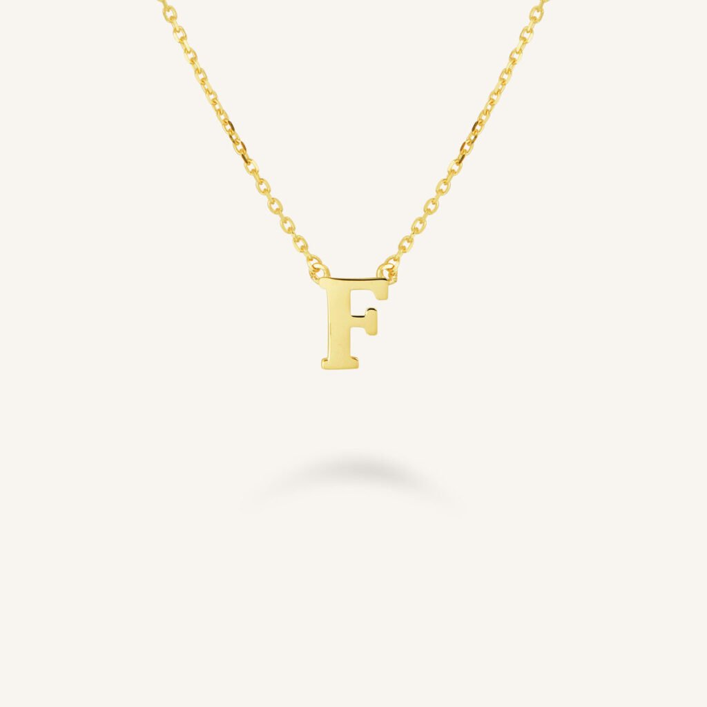 Rosefield Initial ketting F – 14 karaat goud – productfoto 1
