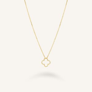 Rosefield Pearl Clover ketting – 14 karaat goud – productfoto 1