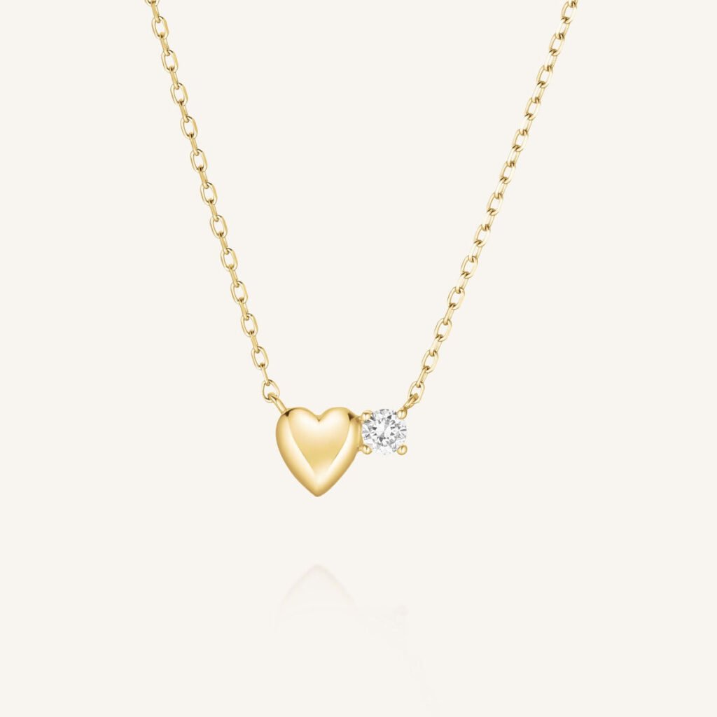 Rosefield Heart ketting – 14 karaat goud met labdiamanten – productfoto 1