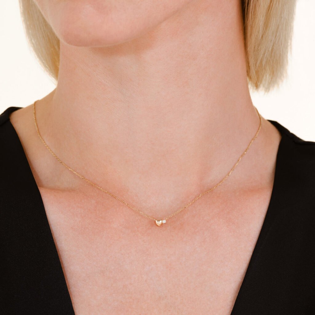 Rosefield Heart ketting – 14 karaat goud met labdiamanten – productfoto 2